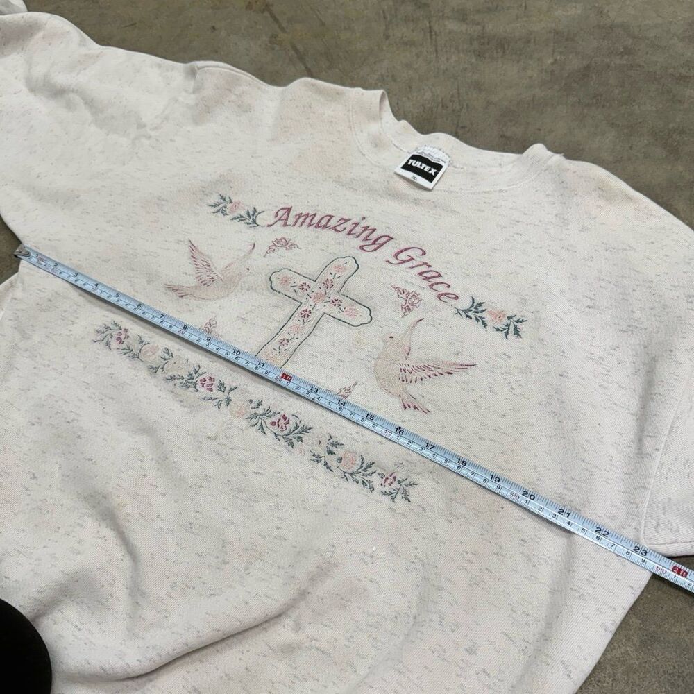 Vintage Tultex coquette cottagecore y2k Amazing grace cross sweatshirt - Picture 4 of 7